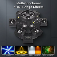 Luz Profesional de Cabeza Móvil de 6 Brazos con Efecto Ojo de Abeja, LED RGBW, Láser, Estroboscópica, DMX512, IP33, Aleación de Aluminio, para Discoteca, DJ, Fiesta, Escenario, Club Nocturno