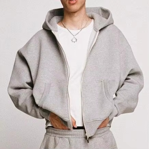 Felpa grigia da <span class=keywords><strong>uomo</strong></span> di design personalizzato stile Outdoor in pile di qualità Super pesante <span class=keywords><strong>con</strong></span> <span class=keywords><strong>Zip</strong></span> per feste - Product Image 1
