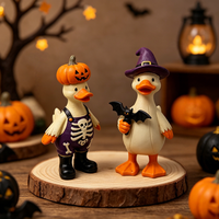 Figurine de canard en résine pour Halloween, motif sorcière et citrouille, mini-statue mignonne, idéale pour les cadeaux et jouets de fête d'Halloween - Vente chaude