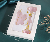 En gros, Ensemble de massage Gua Sha et rouleau de jade double tête coloré pour femmes, imitation pierres, masseur facial et corporel