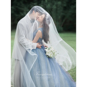 Nuovo <span class=keywords><strong>Abito</strong></span> <span class=keywords><strong>da</strong></span> <span class=keywords><strong>Sposa</strong></span> Blu in Rete Colorata per Coppia, Tema Fotografico, Damigella d'Onore, Prato - Product Image 5