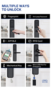ลิลิไวส์ ดีไซน์ใหม่ สมาร์ทล็อคดิจิตอล กันน้ำ รองรับ Tuya Ttlock  ล็อคด้วย Wifi  ล็อคด้วยลายนิ้วมือ - Product Image 4