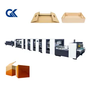 Gaoke PCS Fully Automatic 4 6 Corner Corrugated Carton Box Folding Gluing Machine Auto Crash Lock Bottom Folder Gluer