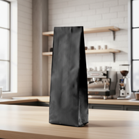 Sacs d'emballage en aluminium avec soufflet latéral, noir mat, emballage simple, sacs de stockage en mylar, sacs à café 1 kg