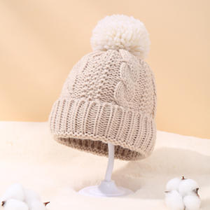 YD475 nouveau Style Kits automne <span class=keywords><strong>tricot</strong></span> filles casquettes torsadées <span class=keywords><strong>tricot</strong></span>é laine chaude Pom chapeau bébé couleur unie mignon chapeaux d'hiver - Product Image 5
