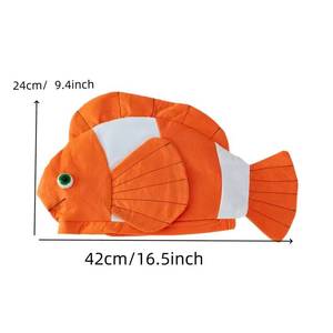 Chapeau artistique amusant en forme de poisson-clown avec broderie, mignon dessin animé, unisexe pour adultes et enfants, accessoire photo pour spectacle en aquarium - Product Image 3