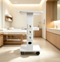 Chariot de rangement métallique au design moderne avec étagère et roulettes pour équipement de salon, idéal pour cliniques de thérapie et hôpitaux