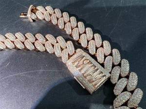 สร้อยคอโมอิสซาไนต์ Sier VVS ขายดีสำหรับผู้ชาย แฟชั่นฮิปฮอป สร้อยคอแบบเชือก ชุบทองคำสีกุหลาบ - Product Image 5