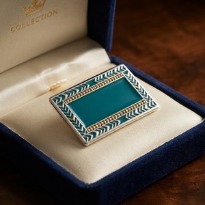 Distintivo in metallo vintage personalizzato con smalto duro irregolare, <span class=keywords><strong>nome</strong></span> in bianco, per bordo a nodo verde foresta bronzo antico moderno - Product Image 2