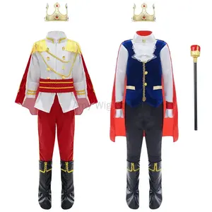 Boys Prince Costume Kids Medieval Royal Prince Outfit King Halloween Birthday Fancy Dress Up Costumes ecoparty drop ship