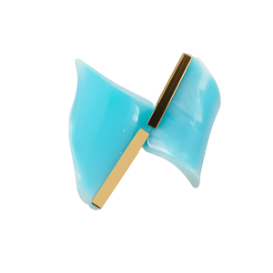 Brazalete de Moda con Cierre de Bisagra, Acrílico Azul, Chapado en Oro, Joyería de Diseño - Product Image 2