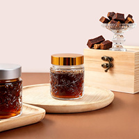 Pot en verre gaufré vide de 120 ml (5 oz) pour baume et crème à base de plantes, avec couvercle noir, directement de l'usine