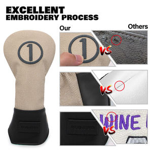 Housse de tête de club de golf OEM personnalisée en cuir PU pour driver et bois, avec numéros simples - Product Image 3