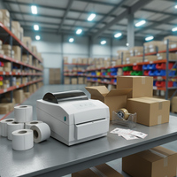 Impresora de Etiquetas de Envío Térmica Autoadhesiva de 110 mm con Corte Automático, Bluetooth Inalámbrico, WiFi, USB y LAN para Pequeñas Empresas