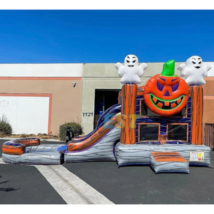 Gonflable Halloween Citrouille <span class=keywords><strong>Clown</strong></span> Marbre Bounce Maison Combo Toboggan Humide Sec Saut Château <span class=keywords><strong>pour</strong></span> Enfants Location de Fête - Product Image 2