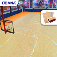 Sol sportif intérieur en PVC certifié FIBA OBANA pour compétition officielle, terrain de tennis 4,5 mm, hyperperméable, imperméable, antibactérien