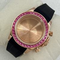 39mm Gold/Roségold Saphirglas Uhrengehäuse für VK63 Uhrwerk Passend für 28,5mm Zifferblatt Wasserdichte Uhrenteile