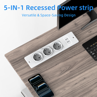 Multiprise encastrable pour bureau, 3 prises CA, 2 ports USB, prise de bureau encastrée pour mobilier de bureau