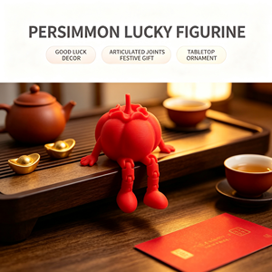 Figurine de kaki imprimée en 3D avec articulations mobiles, ornement de bureau, décoration de table porte-bonheur mignonne, cadeau créatif pour les fêtes - Product Image 4
