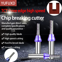 Fraise à trois lames YUFU TCT, 3 cannelures, 45HRC, en acier allié à rupture de copeaux haute vitesse, non revêtue, pour machine de gravure OEM, garantie 1 mois