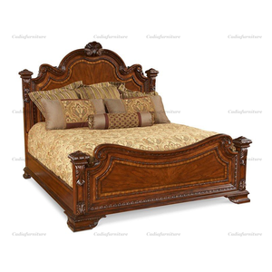 Furnitur kamar tidur desain sederhana mewah, Set kamar tidur struktur kayu Solid klasik, furnitur rumah, tempat tidur kayu antik, kamar tidur penuh