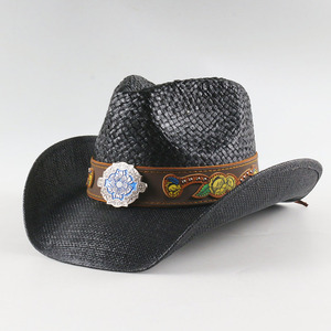 Mũ cao bồi xuyên biên giới Tây Tạng ảnh du lịch bãi biển Mũ nam và nữ hoa thêu mũ rơm nam mùa hè - Product Image 1