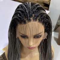 Perruque complète en fibre haute température tressée à la main à trois brins, avec dentelle frontale 13x6, couleur gris sidéral, vente en gros d'usine pour femmes