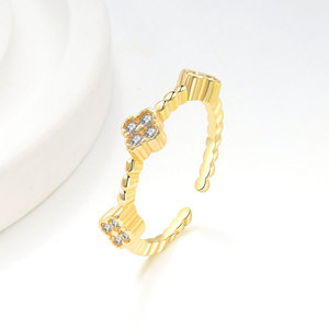 Anelli di Lusso alla Moda con Zirconi Cubici Multicolore, Anello Regolabile Placcato Oro con Quadrifoglio in CZ per Donne e Ragazze - Product Image 6