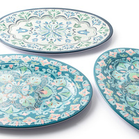 Assiettes en mélamine de forme ovale, 24 pièces, Design personnalisé, autocollant intérieur et extérieur en couleur pour dîner ou salade