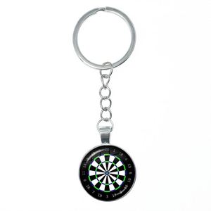 Dart Target Glass Key Chain Pendant Keychain for Dart Teams & Leagues Vintage Time Jewel Custom Blank Good Luck Darts Keychain