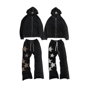 Ensemble sweat à capuche et pantalon de survêtement court en coton épais délavé à l'acide, style streetwear vintage, personnalisable pour fabricants de hoodies - Product Image 2