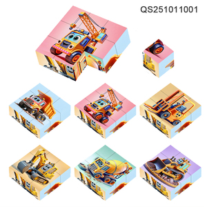 QS grosir mainan Puzzle plastik ABS Mini gaya kartun anak-anak dinosaurus hewan edukasi enam sisi Set Jigsaw balok <span class=keywords><strong>3</strong></span> + usia - Product Image 4