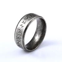 Viking Gravé Old Magic Titane Bague En Acier Inoxydable 316L Vintage Oracle Bague Pour Hommes