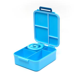 Kids Student Square Plastic Bento <strong>Box</strong> 4 Compartments Leak-Proof Two Temperature Zones 800-1000ml Capacity Vacuum Insulated Lids - Product Image 6