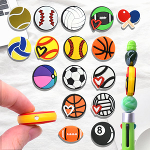 <strong>Wholesale</strong> Sports Focal <strong>Beads</strong> Teething Diy Pen Charms Ball Series Double Sided <strong>Silicone</strong> Pvc <strong>Beads</strong> for Keychain Pen Jewelry - Product Image 2