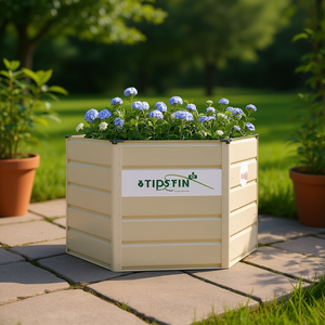 Maceta de acero TIPSFIN de 129x129x75 cm, cuadrada, moderna, para uso en interiores y exteriores, con acabado en polvo. - Product Image 2