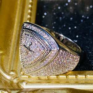 Bagues de mariage en or <span class=keywords><strong>blanc</strong></span> avec diamants en moissanite, style <span class=keywords><strong>rappeur</strong></span> américain, bijoux hip-hop volumineux - Product Image 3