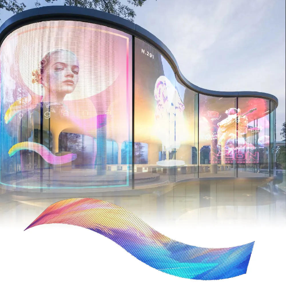 Pantalla de holograma LED de alta tecnología P3.9, pantalla flexible de transparencia 90% para publicidad en Filipinas