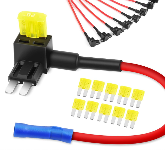 QSA-1 Dual Micro Fuse Tap Holder ATR APT 12/24V Inline Blade Fuse with Pre-Wired Wires Add a Circuit Fuse Component