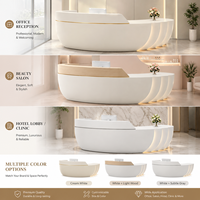 Bureau d'accueil incurvé blanc de luxe, sur mesure, pour salon de beauté, clinique, hôtel, avec éclairage LED