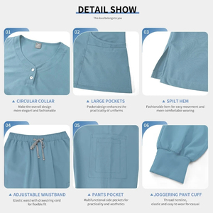 Verano mujeres/hombres cuello en V Jogger Hospital uniforme quirúrgico Scrub Set suave antiarrugas elástico Spandex venta al por mayor trajes de trabajo - Product Image 6