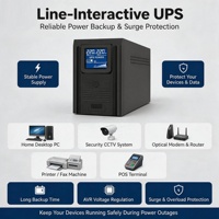 Alimentation électrique Lsun Line-Interactive UPS 1000VA/600W avec batterie de secours pour PC/routeur/POS, 110/220Vac, protection contre les surcharges de décharge