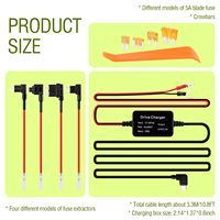 Kit de câblage pour caméra embarquée USB C 12V-30V vers 5V 2.5A Chargeur de caméra embarquée Alimentation avec 4 fusibles de voiture 16amg Ruban de fusible 5B