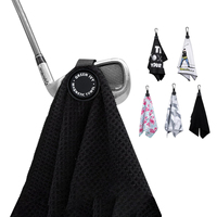 Serviette de golf en microfibre à motif brodé personnalisé Wuxi Ivy Textile, tissage gaufré, séchage rapide, super absorbante, aimant N52