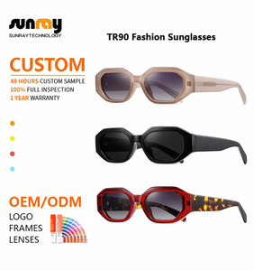 New Châu Âu và Mỹ Thời trang Khung nhỏ hợp thời trang cá nhân Cat Eye Sunglasses Wide Kính mắt TR Kính mát cho phụ nữ - Product Image 2
