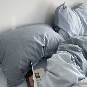 Juego de Funda Nórdica Teñida de Algodón 100% Lavable Estilo Ins de Color Sólido a Precio Barato al Por Mayor para <span class=keywords><strong>Cama</strong></span> de Hotel y Hogar - Product Image 4