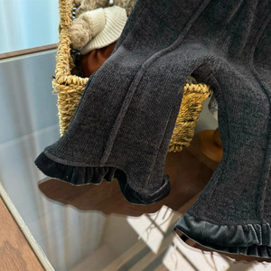 Tongxingyuan Girls Corduroy Flared <b>Pants</b> Winter 2024 Gray Fleece <b>Lined</b> Solid Color Children's <b>Pants</b> - Product Image 4