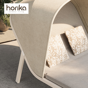 وصل حديثًا أثاث فاخر بجانب المسبح من الألومنيوم من المنتجعات الحديثة في جميع الأحوال الجوية كراسي شمسية مزدوجة مع مظلة - Product Image 3