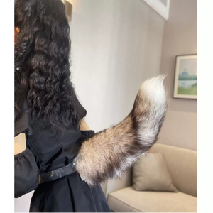 Queue de renard en fausse <span class=keywords><strong>fourrure</strong></span> avec sangle de taille, queue d'animal réaliste en peluche pour costume, idéale pour les fêtes, le cosplay, les spectacles, fournitures en gros - Product Image 5