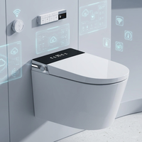 WC intelligent moderne avec bidet électrique, siège chauffant, fonction lavage féminin, monobloc mural, toilettes intelligentes